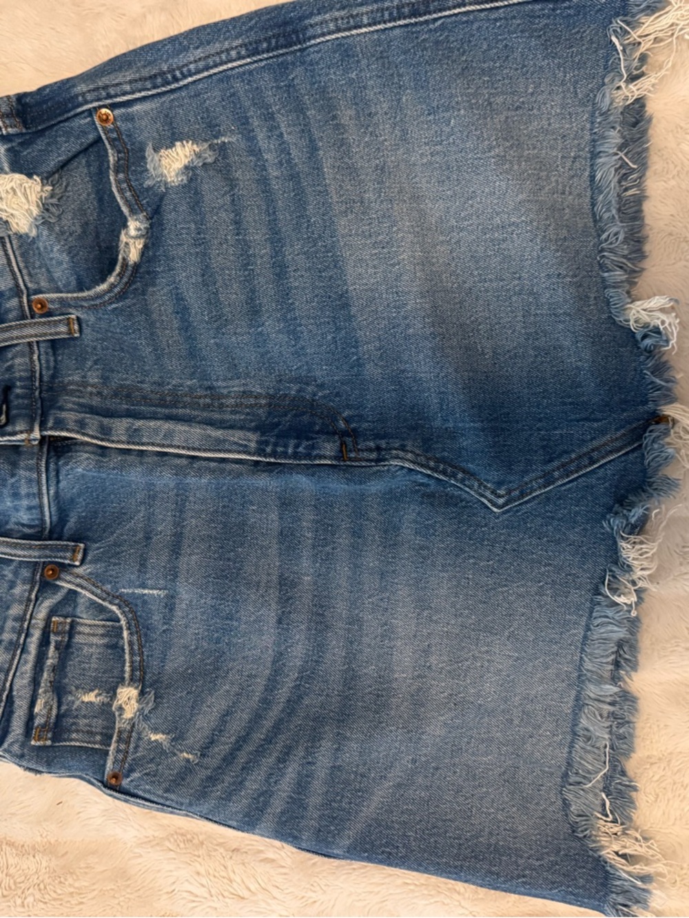 Abercrombie & Fitch Medium Blue Distressed Denim Skirt 30